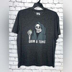 Halloween Funny Graphic Men’s XL Grim & Tonic T-Shirt Grey- NWT